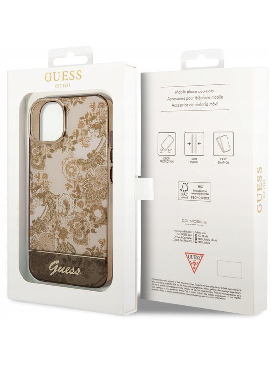 Guess Guess Etui na telefon Porcelain Brązowy