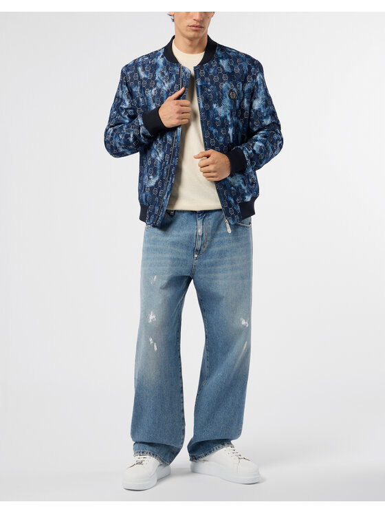 PHILIPP PLEIN PHILIPP PLEIN Kurtka bomber 29923 Granatowy Regular Fit