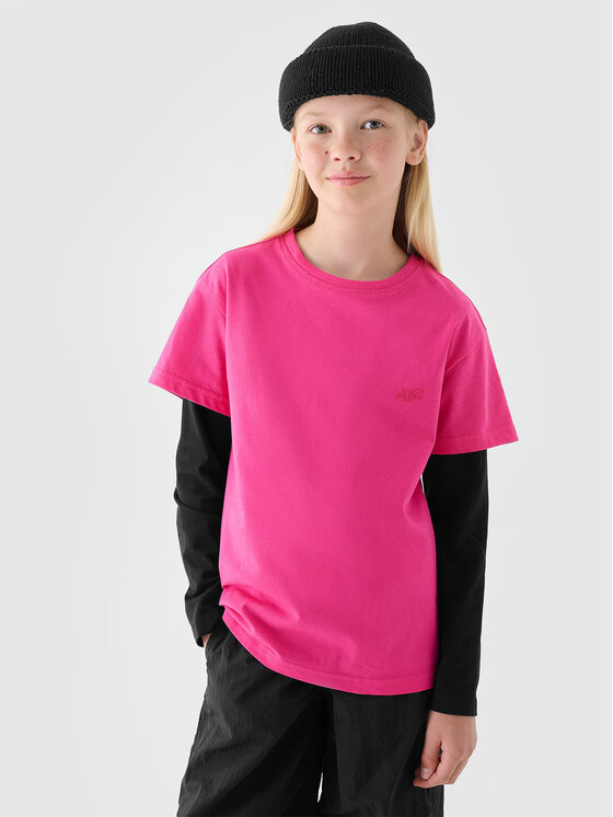 4F 4F T-Shirt 4FJRAW24TTSHF2313-55S Różowy Regular Fit