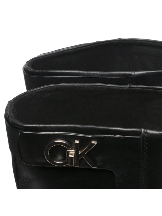 Calvin Klein Calvin Klein Kozačky ve vojenském stylu Rubber Sole Knee Boot W Hw HW0HW01255 Černá