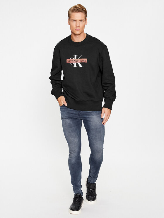 Calvin Klein Jeans Calvin Klein Jeans Μπλούζα Monologo Stencil J30J324113 Μαύρο Relaxed Fit