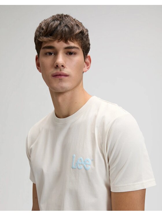 Lee Lee T-Shirt MEDIUM WOBBLY Biały Regular Fit