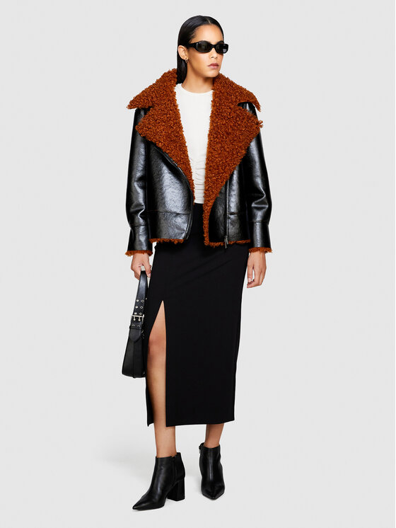 Sisley Sisley Яке от имитация на кожа 2PMPLN036 Черен Oversize