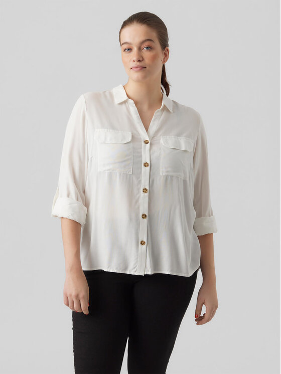 Vero Moda Curve Srajca Bumpy 10276694 Bela Regular Fit