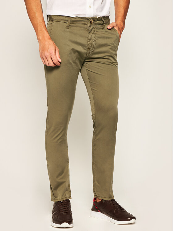 Guess Spodnie materiałowe Daniel M02B29 WCRJ1 Zielony Skinny Fit