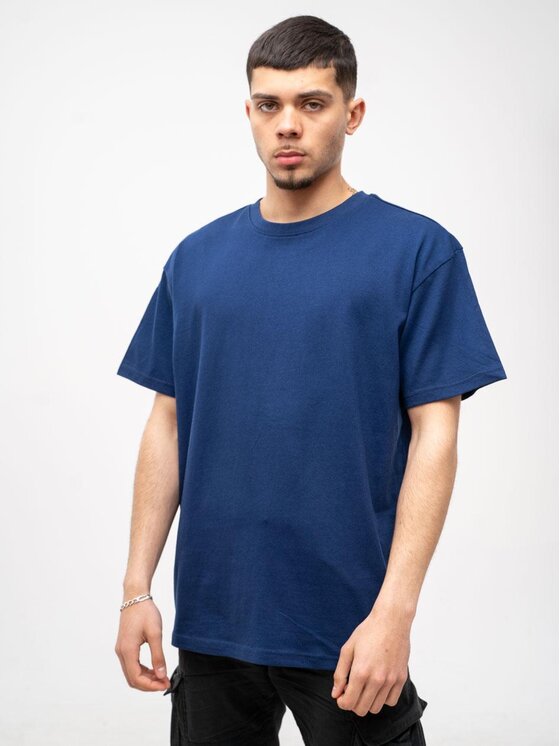 Jigga Wear Jigga Wear T-Shirt Koszulka Z Krótkim Rękawem Oversize Męska Ciemna Niebieska Jigga Wear Basic M Niebieski Oversize