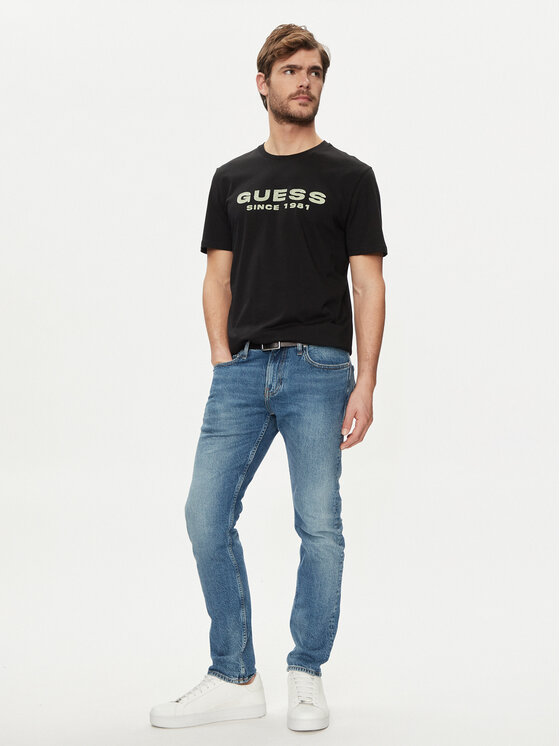 Guess Guess Marškinėliai M4GI61 J1314 Juoda Slim Fit