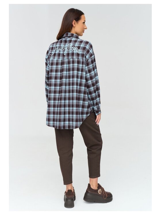 Makadamia Makadamia Koszula C84 Niebieski Loose Fit