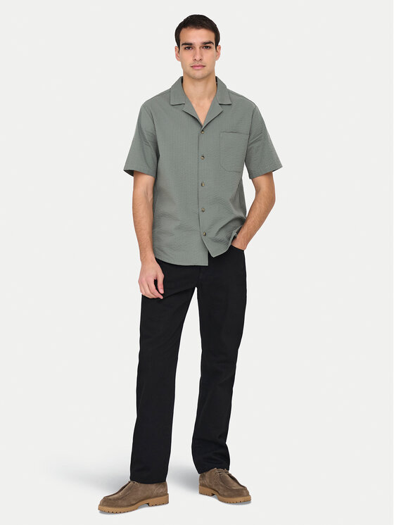 Only & Sons Only & Sons Marškiniai Eye Resort 22030342 Žalia Relaxed Fit