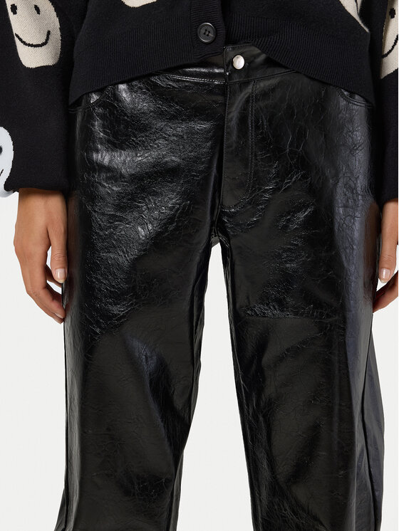 Noisy May Noisy May Pantaloni din imitație de piele Kane 27031820 Negru Regular Fit