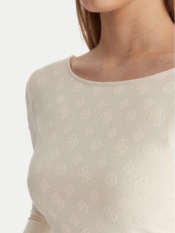 Guess Guess Bluse W6RP46 KA660 Écru Regular Fit