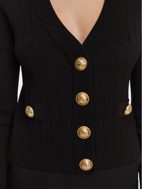 Balmain Balmain Pletena jopica DF1KL007KB07 Črna Regular Fit
