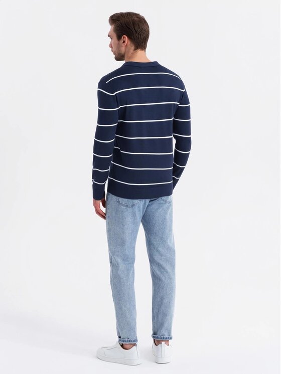 Ombre Ombre Longsleeve OM-POLS-0146 Granatowy Regular Fit