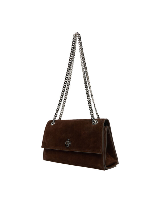 Tory Burch Tory Burch Τσάντα Kira Turnlock Suede Shouldr Bag 169176 Καφέ