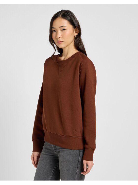 Lee Lee Bluza RAGLAN CREW SWS Brązowy Relaxed Fit