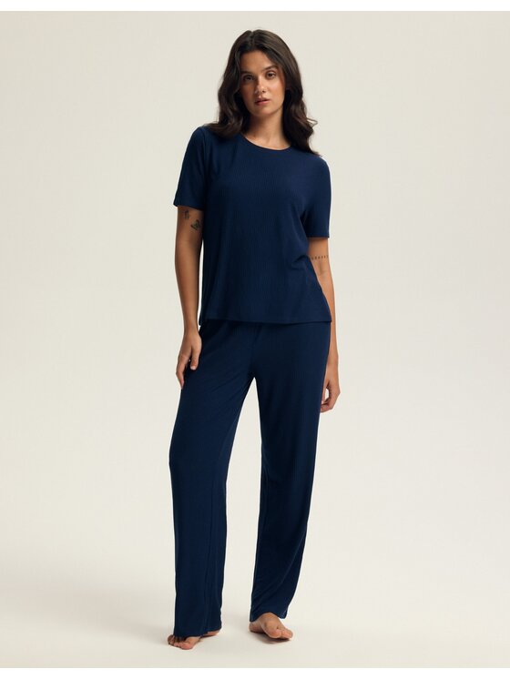 Esotiq Esotiq Piżama 43806 Granatowy Regular Fit
