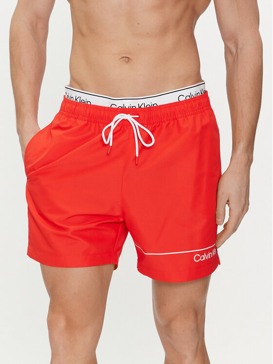 Calvin Klein Swimwear Kopalne Hlače KM0KM00957 Rdeča Regular Fit