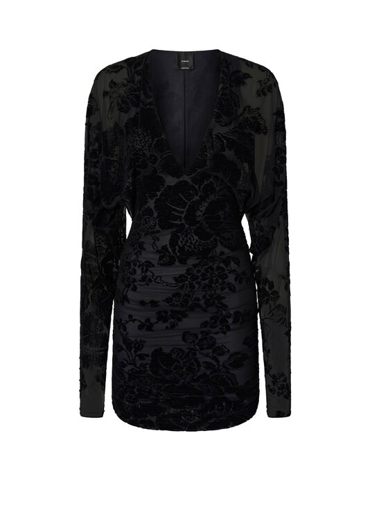 PINKO PINKO Suknelė Roulette dress tulle stampa flock Juoda Slim Fit