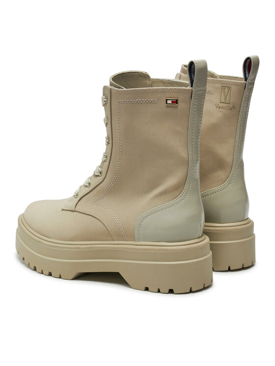Tommy Hilfiger Tommy Hilfiger Schnürstiefeletten Flag Ventile Lace Up Boot FW0FW08287 Beige