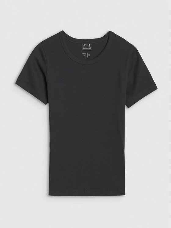 4F 4F Tričko 4FWSS25TTSHF1968-20S Čierna Slim Fit