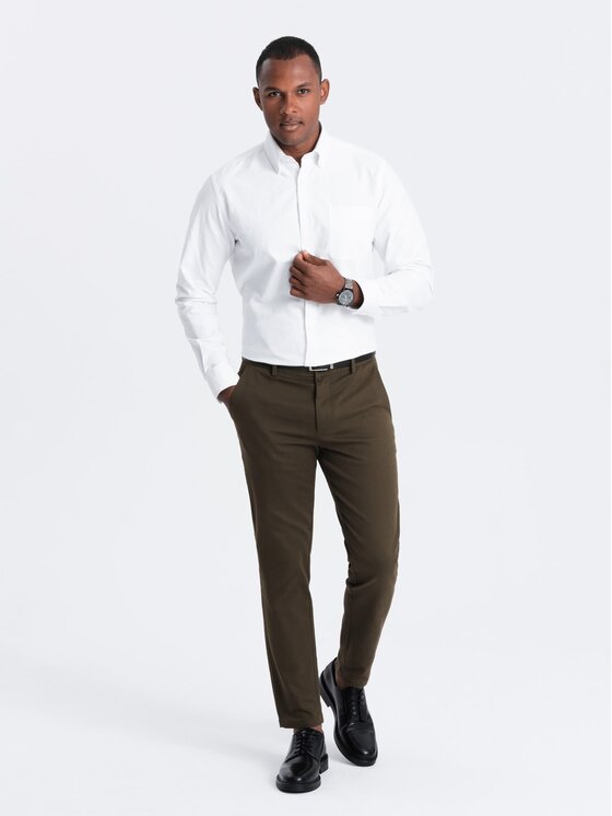 Ombre Ombre Chino kalhoty OM-PACP-0190 Khaki Regular Fit