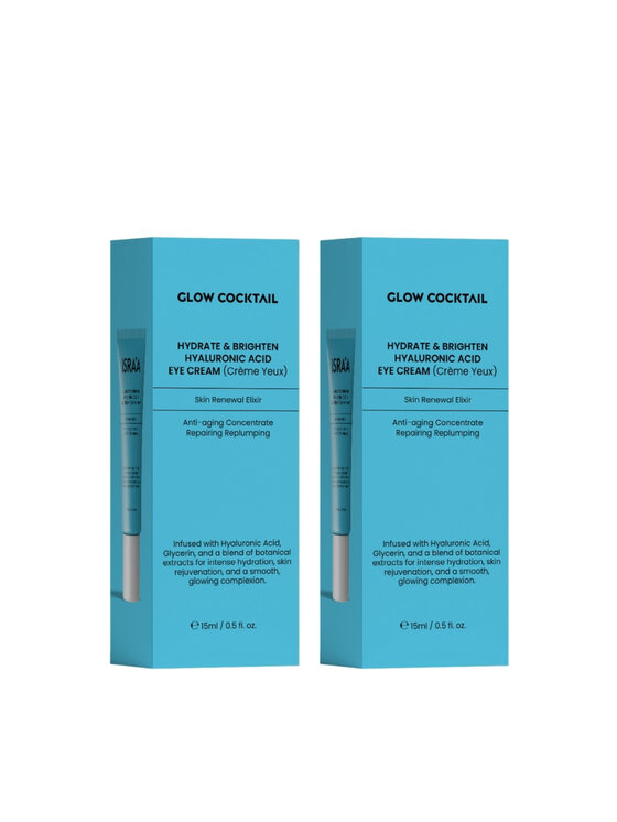 Glow Cocktail Glow Cocktail 2 x nawilżający i rozjaśniający krem pod oczy z kwasem hialuronowym 15 ml Zestaw do pielęgnacji skóry