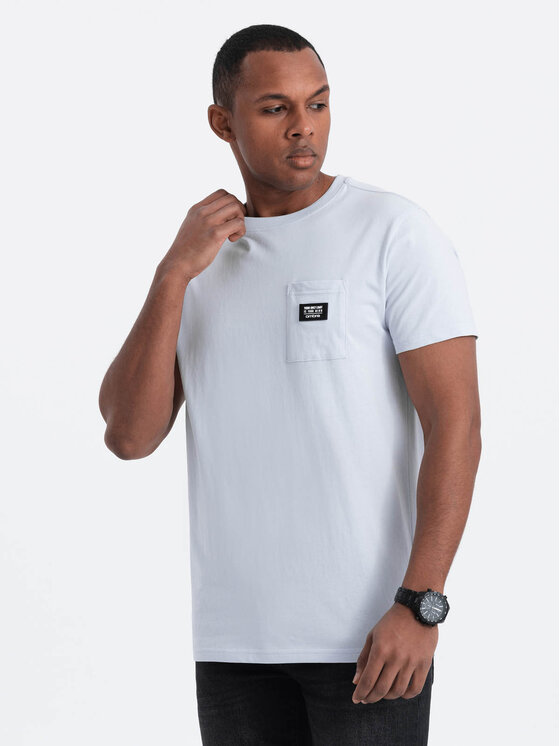 Ombre Ombre T-Shirt OM-TSCT-0109 Světle modrá Classic Fit