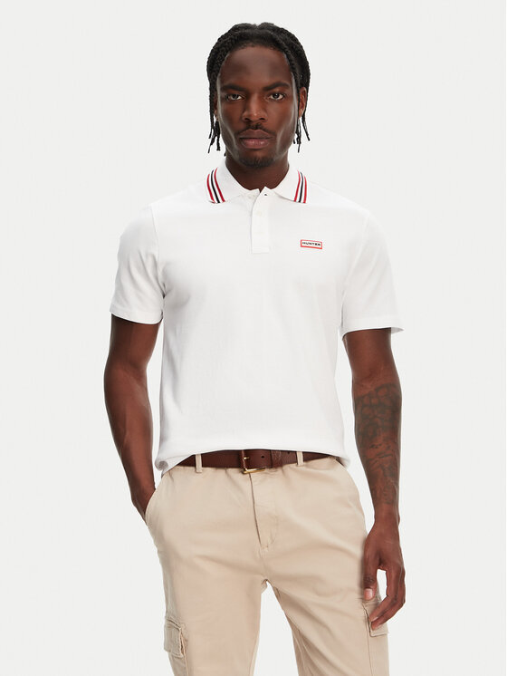 Hunter Hunter Polokošile Noris SS HARM0037242 Bílá Regular Fit