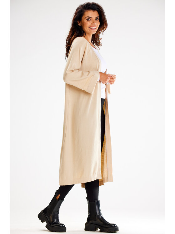 Awama Awama Kardigan A617 Beżowy Basic Fit