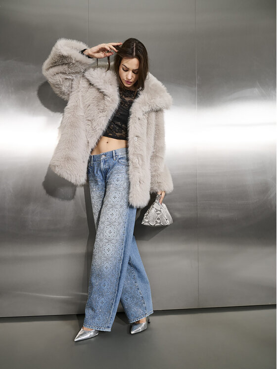 ONLY ONLY Γούνα Ashia 15356621 Γκρι Regular Fit