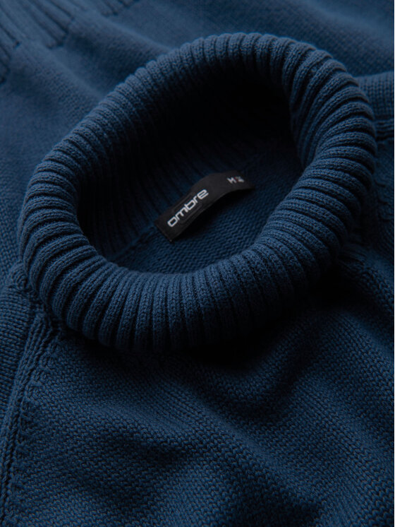 Ombre Ombre Sweter OM-SWTN-0163 Niebieski Regular Fit