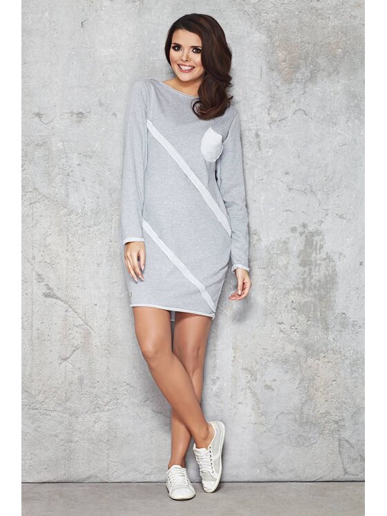 Infinite You Infinite You Sukienka codzienna M069 Szary Basic Fit
