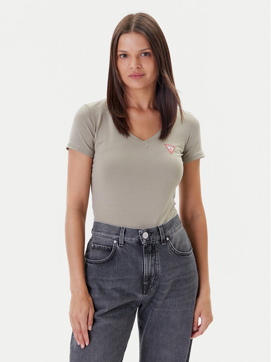 Guess Guess Tricou W2YI45 J1314 Kaki Slim Fit