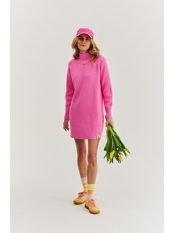 NAOKO NAOKO Sukienka dzianinowa Love Me Pink Różowy Regular Fit