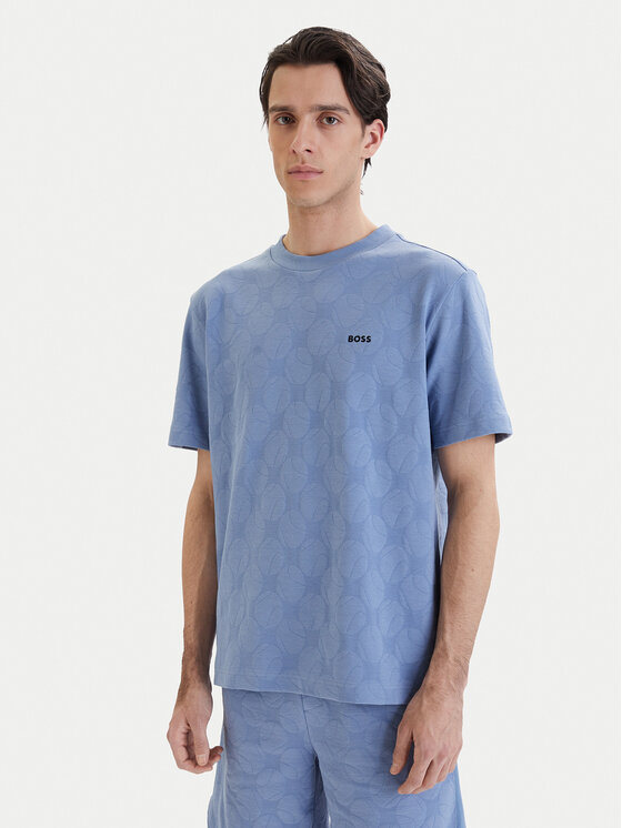 BOSS Tricou Member 50558867 Albastru celest Relaxed Fit