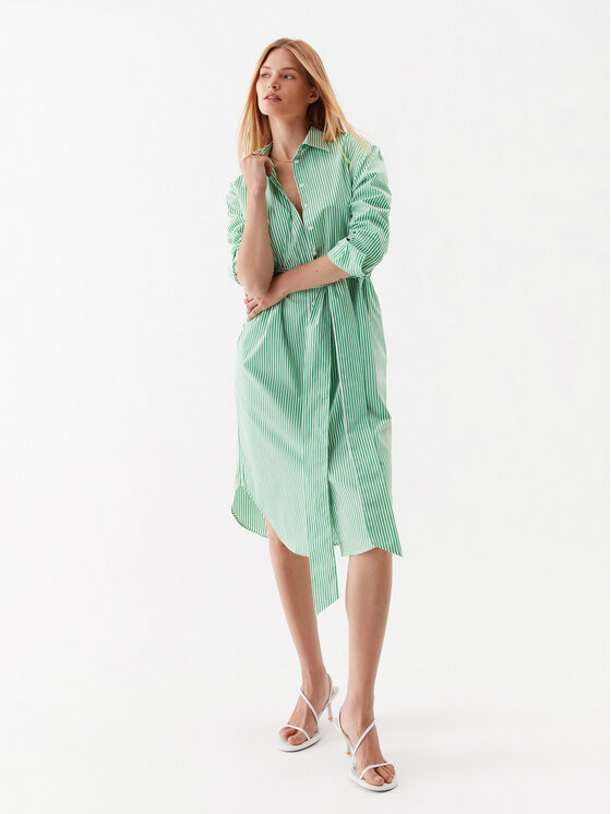 Simple Srajčna obleka SUD011 Zelena Regular Fit