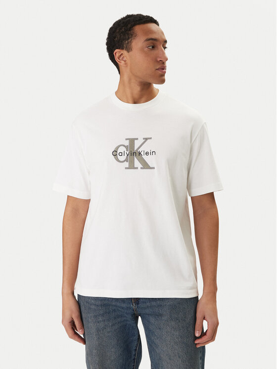 Calvin Klein Jeans Tricou Monologo Graphic LV04RE815G Alb Regular Fit