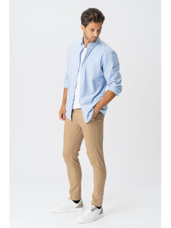 TeeShoppen TeeShoppen Chinosy 'Perform Collection' Beżowy Slim Fit