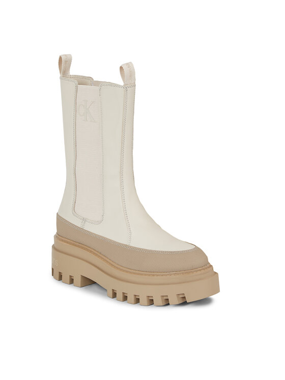 Calvin Klein Jeans Calvin Klein Jeans Kotníková obuv s elastickým prvkem Flatform Chelsea Boot Lth Wn YW0YW01111 Écru