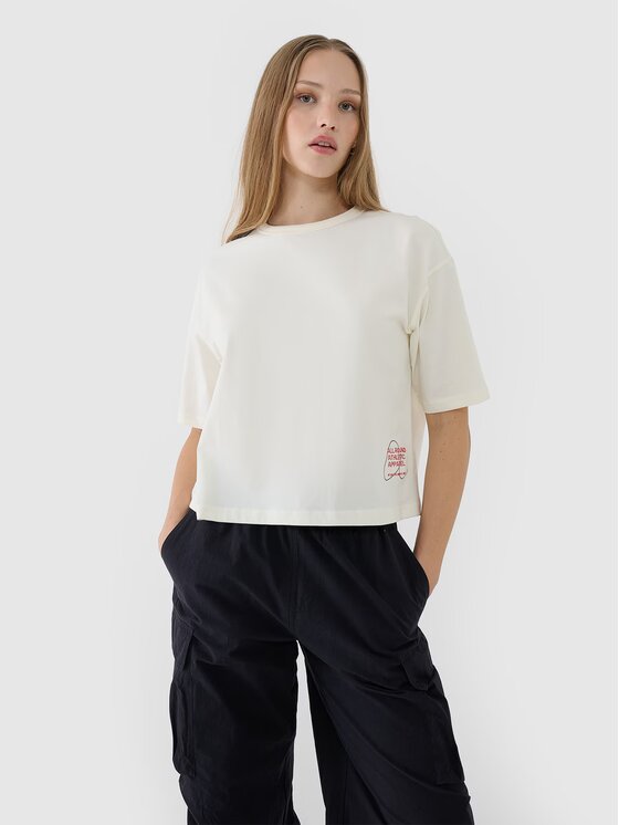 4F 4F T-Shirt 4FWSS25TTSHF1971-11S Biały Oversize