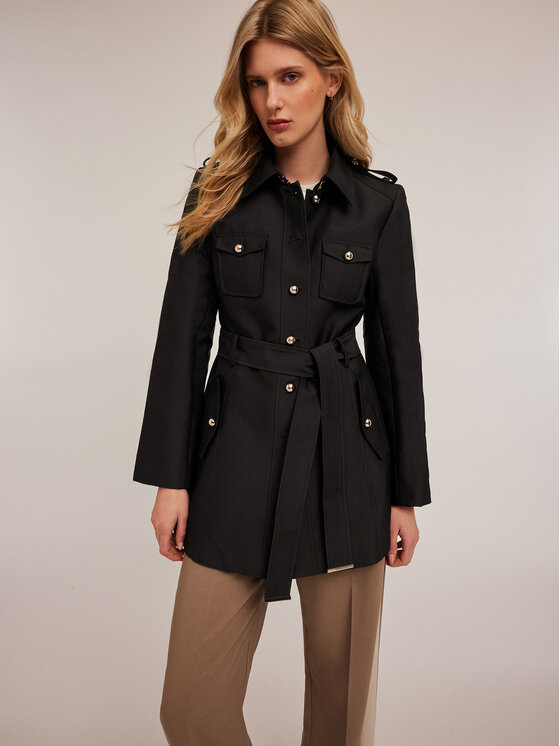 Motivi Motivi Płaszcz 0071Q000585N033 Czarny Slim Fit