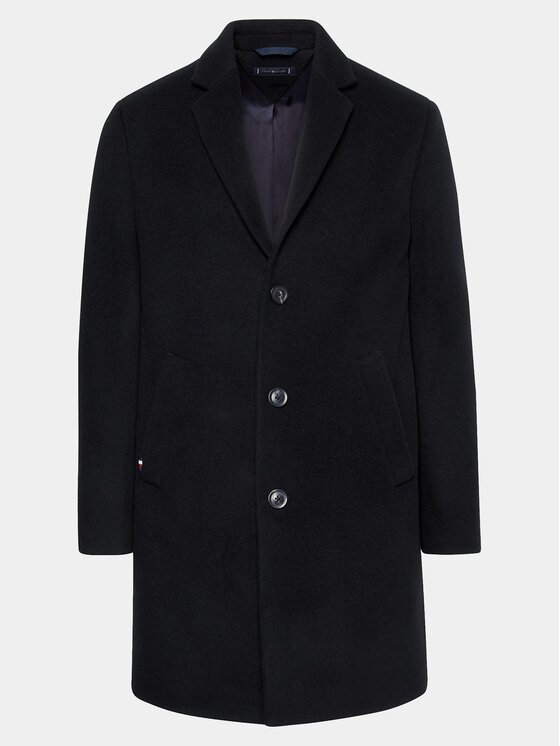 Tommy Hilfiger Wollmantel MW0MW32963 Schwarz Regular Fit | Modivo.de