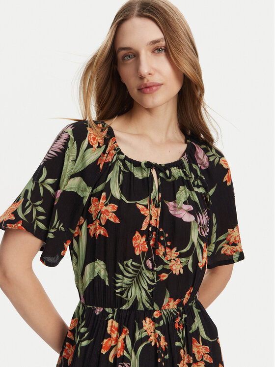 Roxy Roxy Sukienka letnia ERJWD03869 Czarny Regular Fit