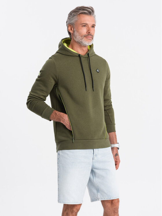 Ombre Ombre Mikina OM-SSNZ-22FW-006 Zelená Regular Fit