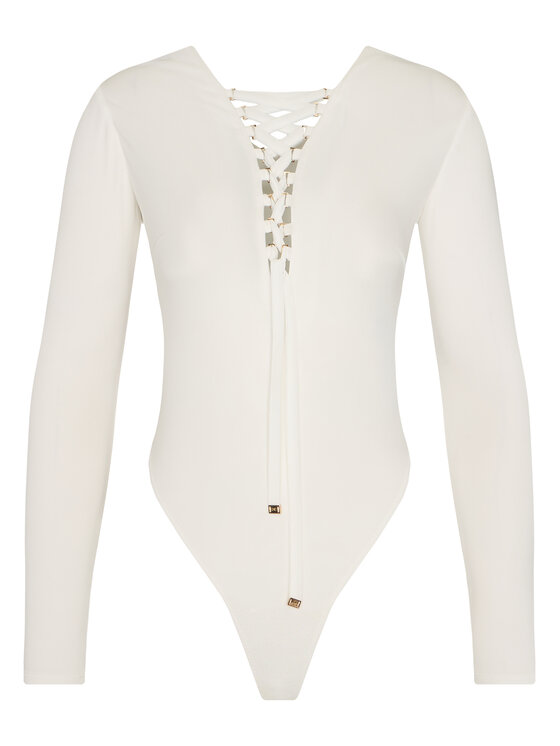 Elisabetta Franchi Elisabetta Franchi Body BO-019-51E2-V350 Biały Slim Fit