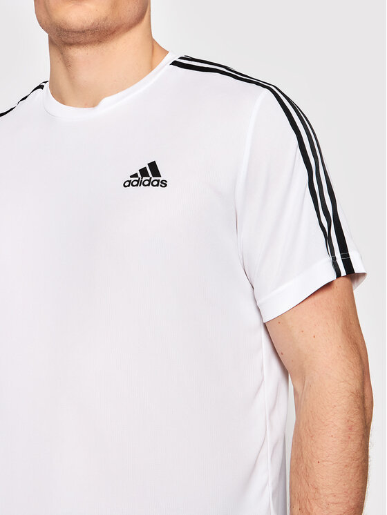 adidas adidas Тениска от техническо трико Aeroready Designed To Move Sport 3-Stripes GM2156 Бял Regular Fit