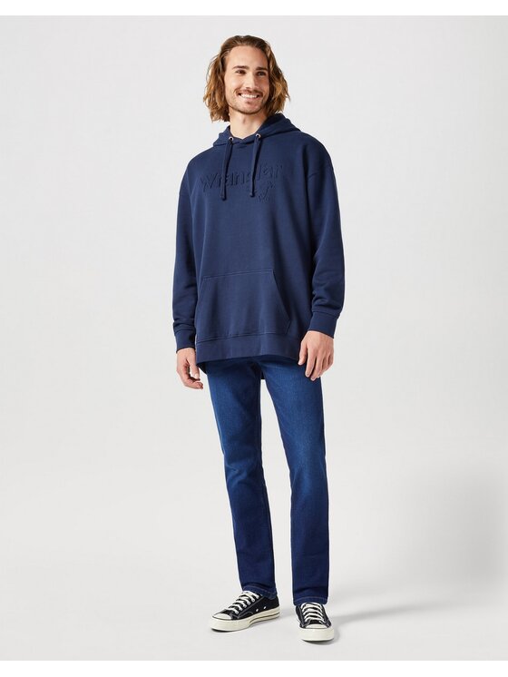 Wrangler Wrangler Bluza Logo Hoodie Navy Granatowy Regular Fit