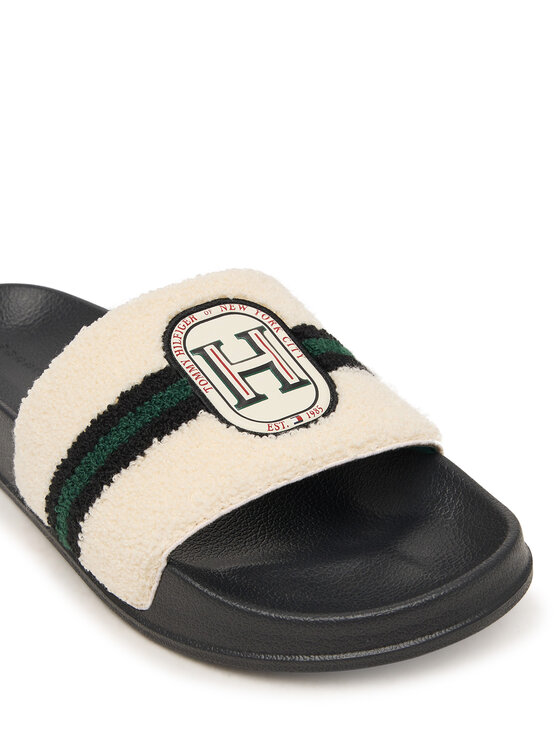 Tommy Hilfiger Tommy Hilfiger Klapki Hilfiger Towelling Pool Slide FM0FM06007 Kremowy