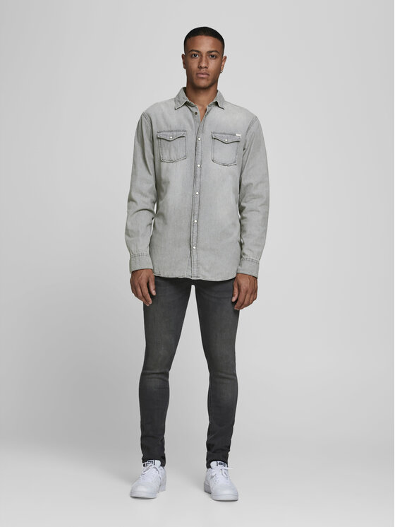 Jack&Jones Jack&Jones Риза Sheridan 12138115 Сив Slim Fit