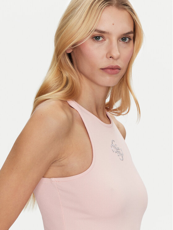 Guess Guess Τοπ W5GP57 KCV52 Ροζ Slim Fit